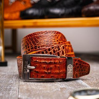 Marco Di Milano Silvio Men's Rustic Cognac Genuine Crocodile Belts (MDMB1053)