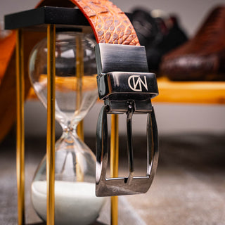 Marco Di Milano Silvio Men's Rustic Cognac Genuine Crocodile Belts (MDMB1053)