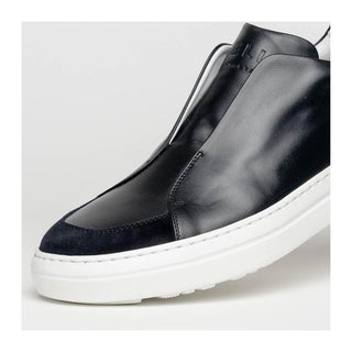 Zelli Italia Spettacolare Men's Shoes Black Pebble Grain Calf-Skin Leather Slip-On Sneaker (ZEL1051)