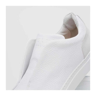 Zelli Italia Spettacolare Men's Shoes White Pebble Grain Calf-Skin Leather Slip-On Sneaker (ZEL1051)