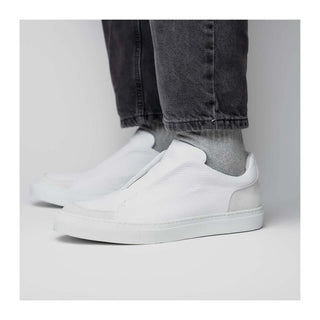 Zelli Italia Spettacolare Men's Shoes White Pebble Grain Calf-Skin Leather Slip-On Sneaker (ZEL1051)