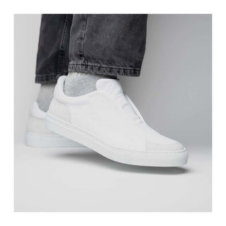 Zelli Italia Spettacolare Men's Shoes White Pebble Grain Calf-Skin Leather Slip-On Sneaker (ZEL1051)