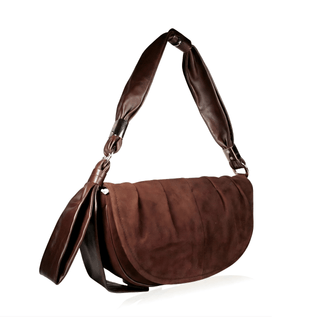 Sergio Rossi handbag Brown Leather bag Horse shoe Hobo (SR1110)