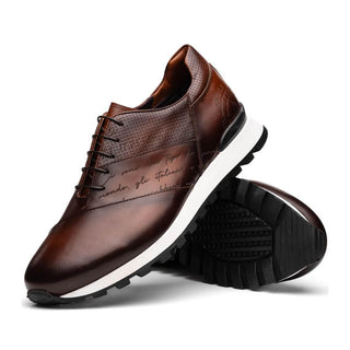 Zelli Italia Testo Men's Shoes Brown Calf-Skin Leather Sneaker (ZEL1048)