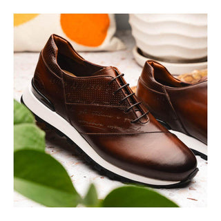 Zelli Italia Testo Men's Shoes Brown Calf-Skin Leather Sneaker (ZEL1048)