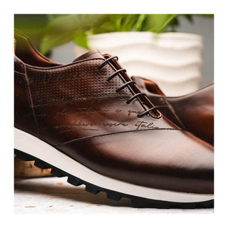 Zelli Italia Testo Men's Shoes Brown Calf-Skin Leather Sneaker (ZEL1048)