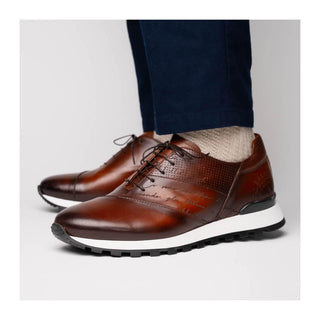 Zelli Italia Testo Men's Shoes Brown Calf-Skin Leather Sneaker (ZEL1048)