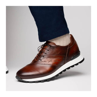 Zelli Italia Testo Men's Shoes Brown Calf-Skin Leather Sneaker (ZEL1048)