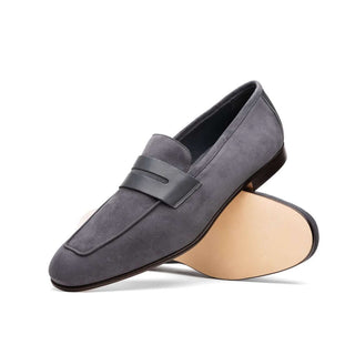 Zelli Italia Tippa Men's Shoe Gray Suede & Calf-Skin Leather Penny Loafer (ZEL1033)