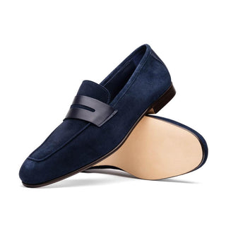 Zelli Italia Tippa Men's Shoe Navy Suede & Calf-Skin Leather Penny Loafer (ZEL1033)
