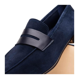 Zelli Italia Tippa Men's Shoe Navy Suede & Calf-Skin Leather Penny Loafer (ZEL1033)