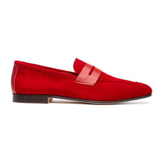 Zelli Italia Tippa Men's Shoe Red Suede & Calf-Skin Leather Penny Loafer (ZEL1033)