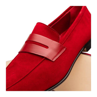 Zelli Italia Tippa Men's Shoe Red Suede & Calf-Skin Leather Penny Loafer (ZEL1033)