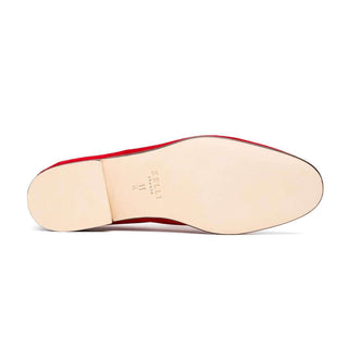 Zelli Italia Tippa Men's Shoe Red Suede & Calf-Skin Leather Penny Loafer (ZEL1033)