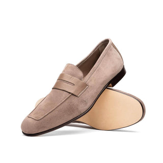 Zelli Italia Tippa Men's Shoe Taupe Suede & Calf-Skin Leather Penny Loafer (ZEL1033)