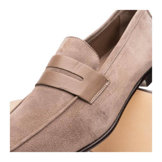 Zelli Italia Tippa Men's Shoe Taupe Suede & Calf-Skin Leather Penny Loafer (ZEL1033)