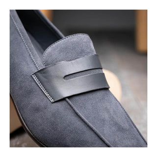 Zelli Italia Tippa Men's Shoe Gray Suede & Calf-Skin Leather Penny Loafer (ZEL1033)