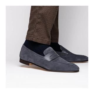 Zelli Italia Tippa Men's Shoe Gray Suede & Calf-Skin Leather Penny Loafer (ZEL1033)