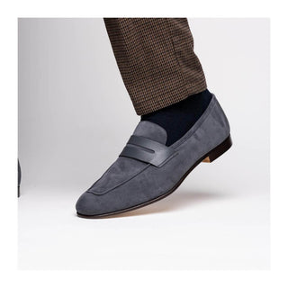 Zelli Italia Tippa Men's Shoe Gray Suede & Calf-Skin Leather Penny Loafer (ZEL1033)