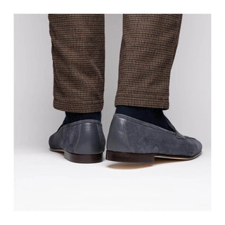 Zelli Italia Tippa Men's Shoe Gray Suede & Calf-Skin Leather Penny Loafer (ZEL1033)