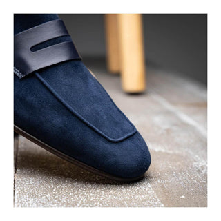 Zelli Italia Tippa Men's Shoe Navy Suede & Calf-Skin Leather Penny Loafer (ZEL1033)