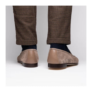 Zelli Italia Tippa Men's Shoe Taupe Suede & Calf-Skin Leather Penny Loafer (ZEL1033)