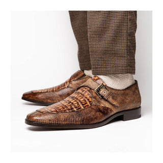 Marco Di Milano Toluca Men's Shoes Exotic Lizard / Crocodile Single Monk Strap (MDM1127)