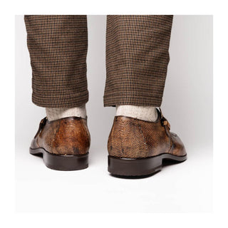 Marco Di Milano Toluca Men's Shoes Exotic Lizard / Crocodile Single Monk Strap (MDM1127)