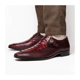 Marco Di Milano Toluca Men's Shoes Exotic Lizard / Crocodile Single Monk Strap (MDM1127)