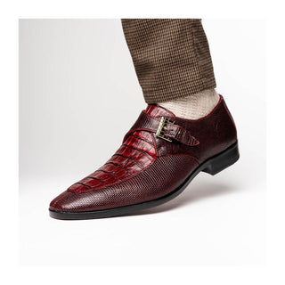 Marco Di Milano Toluca Men's Shoes Exotic Lizard / Crocodile Single Monk Strap (MDM1127)