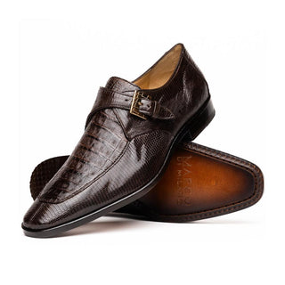 Marco Di Milano Toluca Men's Shoes Brown Exotic Lizard / Crocodile Single Monk Strap (MDM1127)