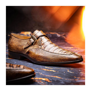 Marco Di Milano Toluca Men's Shoes Exotic Lizard / Crocodile Single Monk Strap (MDM1127)