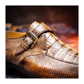 Marco Di Milano Toluca Men's Shoes Exotic Lizard / Crocodile Single Monk Strap (MDM1127)