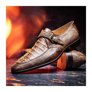 Marco Di Milano Toluca Men's Shoes Exotic Lizard / Crocodile Single Monk Strap (MDM1127)