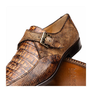 Marco Di Milano Toluca Men's Shoes Exotic Lizard / Crocodile Single Monk Strap (MDM1127)