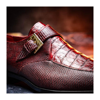 Marco Di Milano Toluca Men's Shoes Exotic Lizard / Crocodile Single Monk Strap (MDM1127)