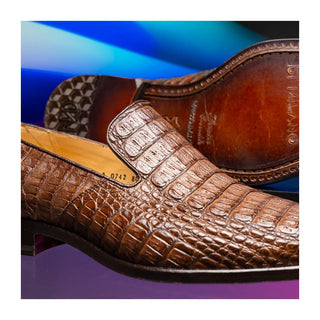 Marco Di Milano Trento Men's Shoes Brown Genuine Caiman Crocodile Slip-On Loafers (MDM1115)