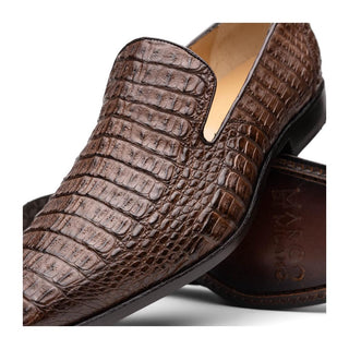 Marco Di Milano Trento Men's Shoes Brown Genuine Caiman Crocodile Slip-On Loafers (MDM1115)