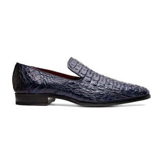 Marco Di Milano Trento Men's Shoes Navy Genuine Caiman Crocodile Slip-On Loafers (MDM1115)
