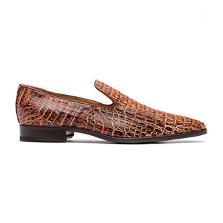 Marco Di Milano Trento Men's Shoes Cognac Genuine Caiman Crocodile Slip-On Loafers (MDM1115)