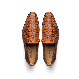 Marco Di Milano Trento Men's Shoes Cognac Genuine Caiman Crocodile Slip-On Loafers (MDM1115)