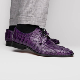 Marco Di Milano Tulum Men's Shoes Purple Exotic Crocodile Derby (MDM1008)