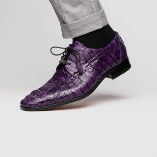 Marco Di Milano Tulum Men's Shoes Purple Exotic Crocodile Derby (MDM1008)