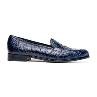 Zelli Italia Tuscany Men's Shoes Navy Crocodile Skin Penny Loafer (ZEL1000)