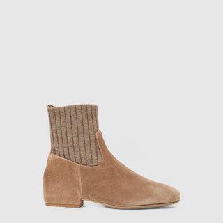 Ulyssa Cozy Ankle Boot in Amaretto Suede/Knit — view 1