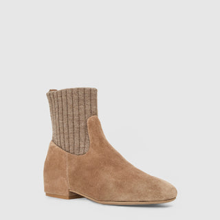Ulyssa Cozy Ankle Boot in Amaretto Suede/Knit — view 2