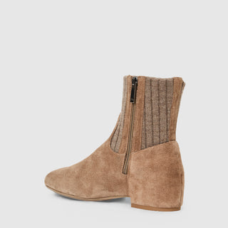 Ulyssa Cozy Ankle Boot in Amaretto Suede/Knit — view 4