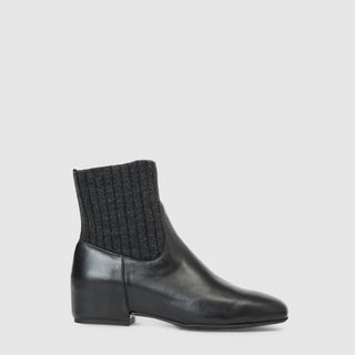 Ulyssa Cozy Ankle Boot in Black Calf/Knit — view 1