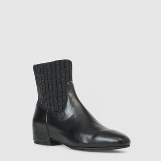 Ulyssa Cozy Ankle Boot in Black Calf/Knit — view 2