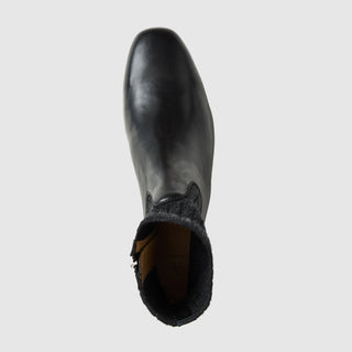 Ulyssa Cozy Ankle Boot in Black Calf/Knit — view 3